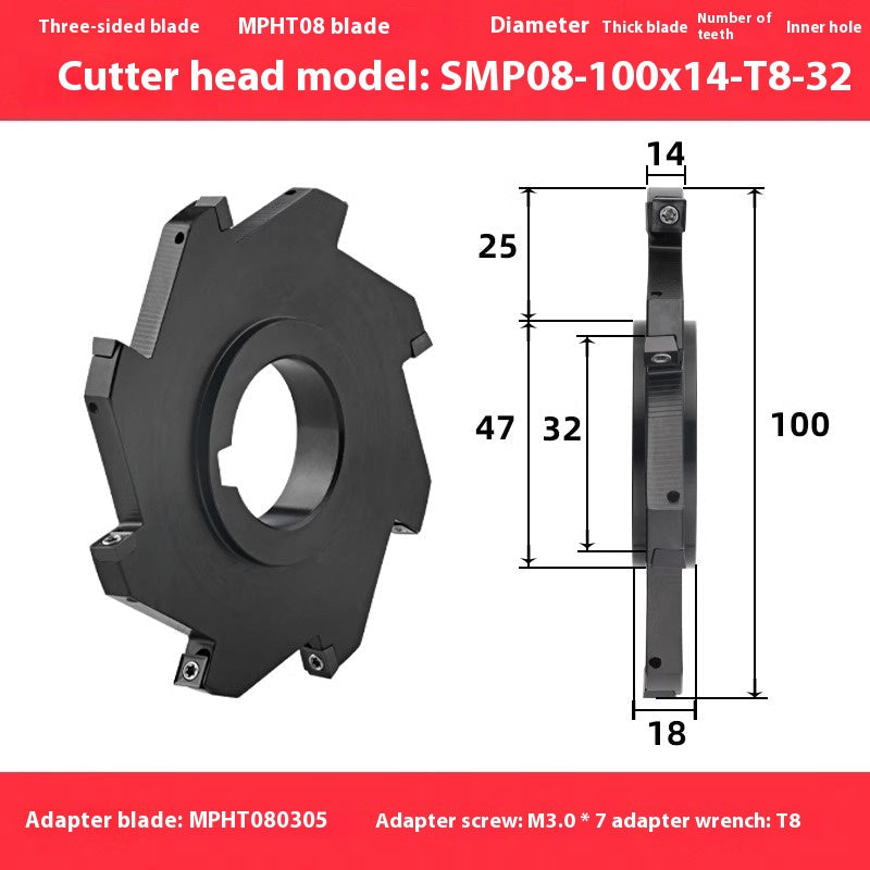2083-CNC SMP 3 face and face milling cutter head saw blade sleeve indexable milling T-slot cutter head MPHT06 0812 Shandong Denso Pricision Tools Co.,Ltd.